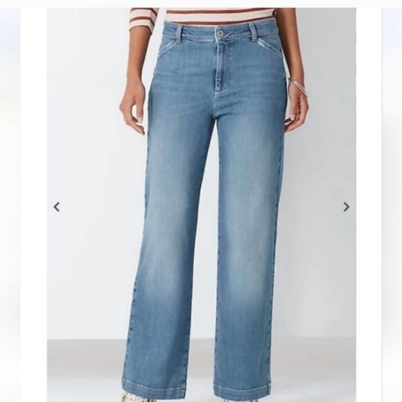 J. Jill Denim Full Leg Medium Wash Trousers Women’s Size 12 - Picture 1 of 6